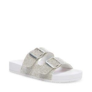 EUC Teddy-R Rhinestone Footbed Sandal- White/Clear